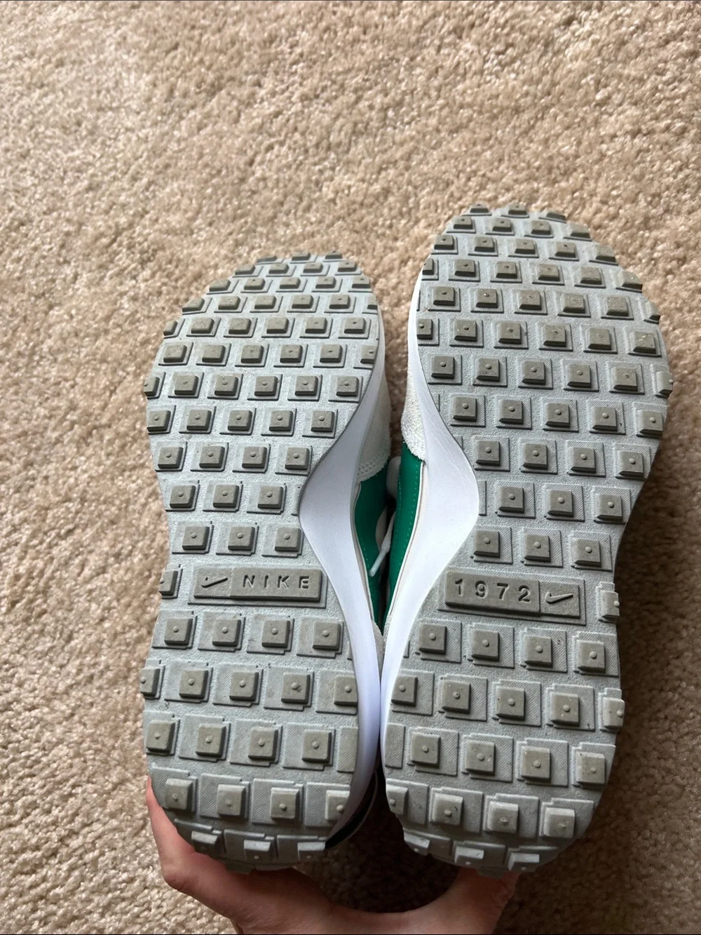 Nike Waffle Debut White and Green Sneakers